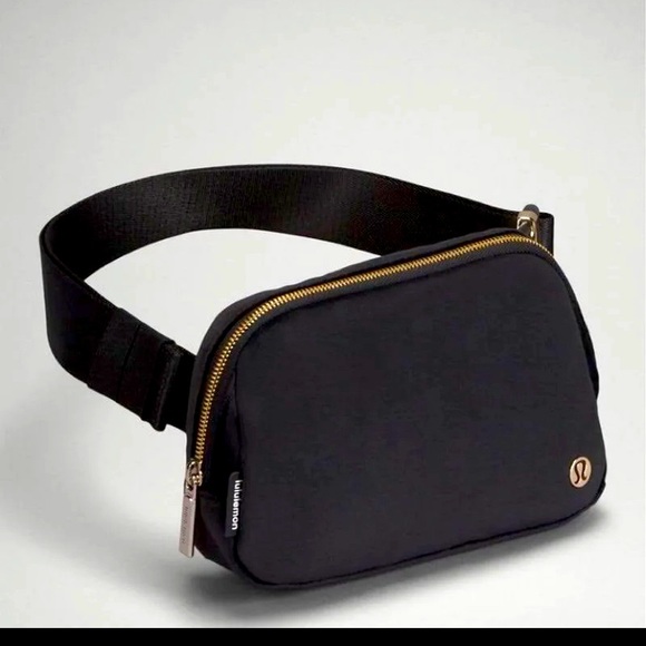 NWT Lululemon Velour 1l Black Everywhere Belt Bag | Color: Black/Gold - Picture 2 of 13